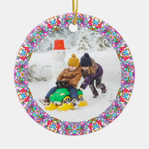 Jolly Festive Anpassningsbar jul Photo Bild Ram Julgransprydnad Keramik