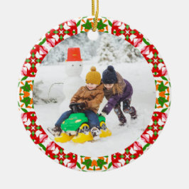 Jolly Festive Red jul Photo Bild Ram Julgransprydnad Keramik