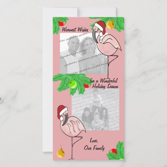 Jolly Flamingos/ Photo greeting Card Julkort (Framsida)