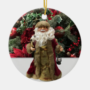 Jolly gammaldags Santa Julgransprydnad Keramik