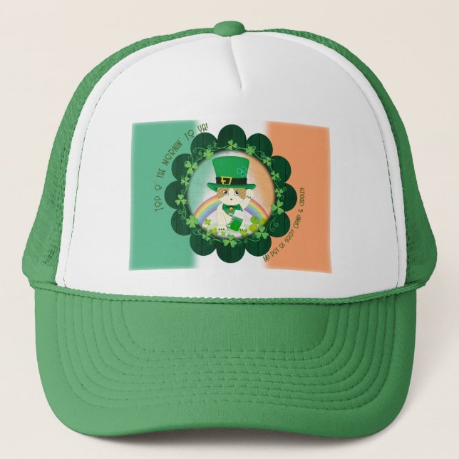Jolly Ginger Tabby Irish Cheer Truckerkeps (Framsida)