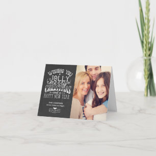 Jolly God jul Chalkboard Family Photo Helgkort