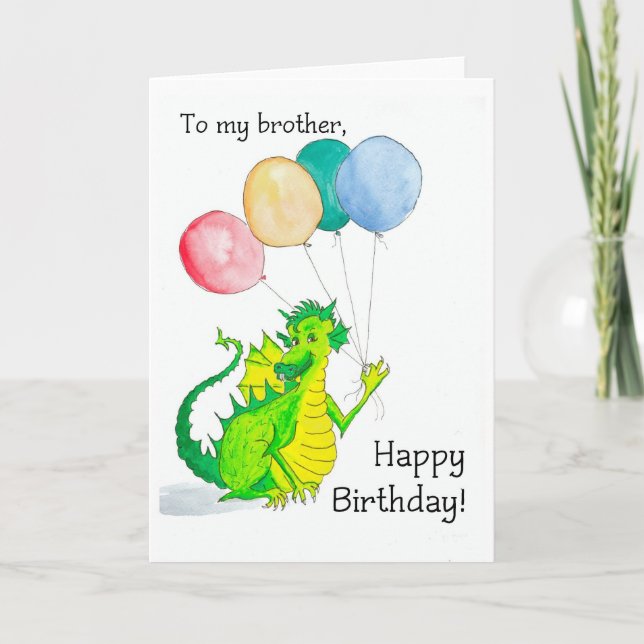 Jolly Grönt Dragon Brother Birthday Card Helgkort (Framsida)