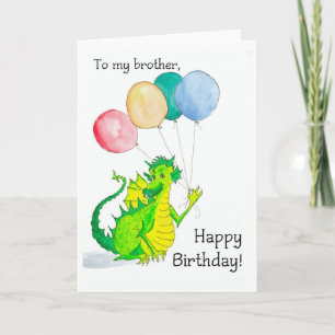 Jolly Grönt Dragon Brother Birthday Card Helgkort