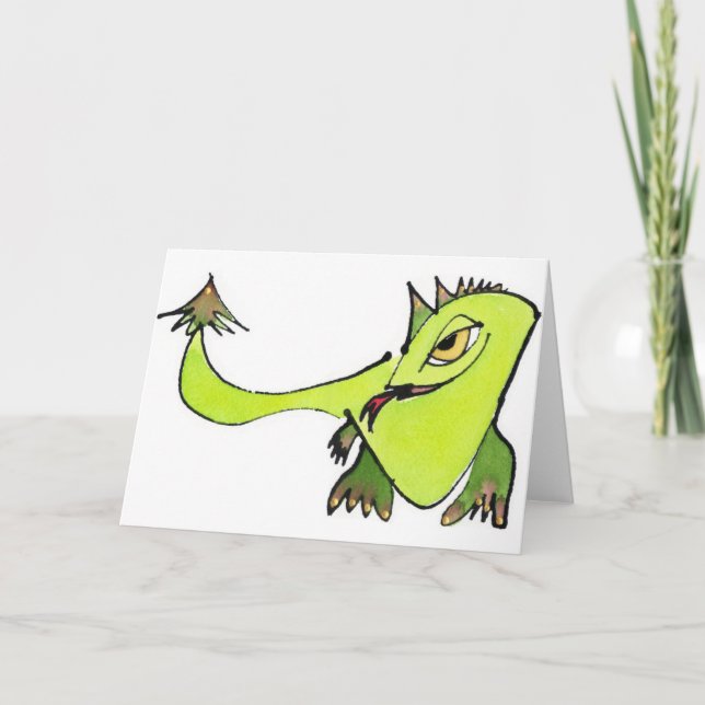 Jolly Grönt Dragon Notecard Helgkort (Framsida)
