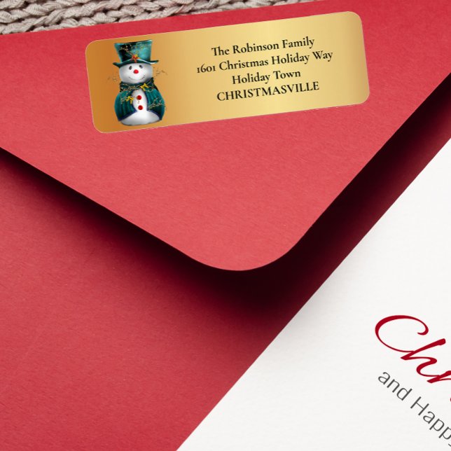 Jolly Grönt Snögubbe Whimsical jul Returadress Etikett (Skapare uppladdad)