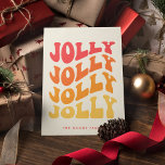Jolly Groovy Vågigt färgfull jul Julkort<br><div class="desc">Jolly Jolly Jolly Jolly Julkort: en återdesign,  med en vågigt vintage-typografi och en färgpalett.</div>