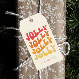 Jolly Groovy Vågigt färgfull jul Presentetikett