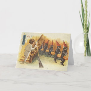 Jolly Halloween Cats Trick eller Behandlingen Kort