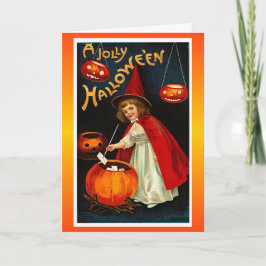 Jolly Halloween för vintage röd häxa Kort