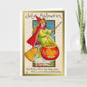 Jolly Halloween Old Mor Witch (Altered) Kort