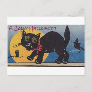 Jolly Halloween Vintage Cat Helg Vykort