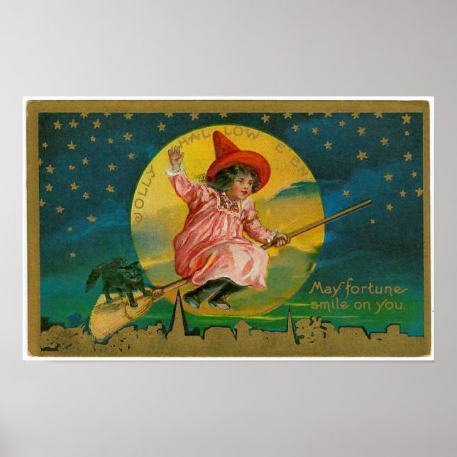 Jolly Halloween Vintage Witch Poster (Framsidan)
