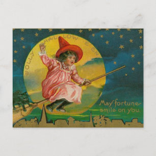 Jolly Halloween Vintage Witch Vykort