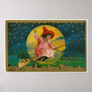 Jolly Halloween vintagehäxa Poster