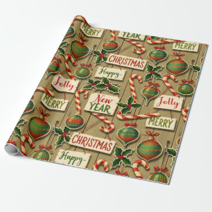 Jolly Helgdag Jumble Sepia Tone Presentpapper