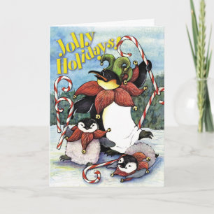 Jolly helgdagpingvin, julkort helgkort