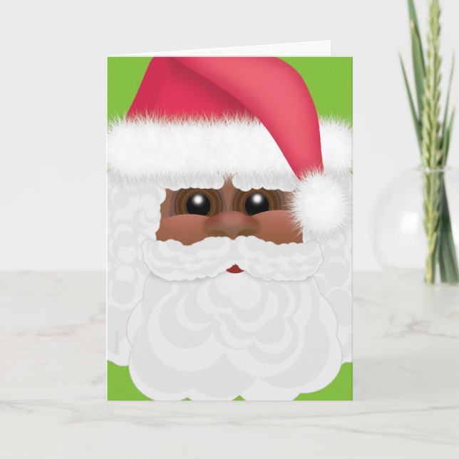 Jolly helgdagsvart eller afrikansk amerikan Santa Helgkort (Framsida)