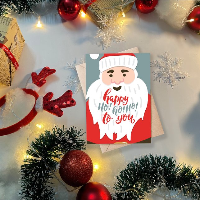Jolly Ho Ho Ho Santa Christmas Greeting Flat Julkort (Skapare uppladdad)