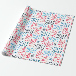 Jolly Holly Typography Red Blue White jul Presentpapper