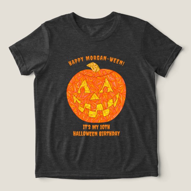 Jolly Jack o lantern Cute Kids Halloween Birthday T Shirt (Design Framsida)