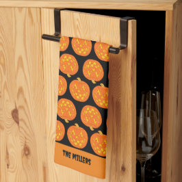 Jolly Jack o lantern Mönster Cute Black Halloween Kökshandduk