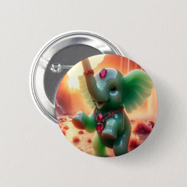 Jolly Jade Elephant Button Knapp (Framsida & baksida)