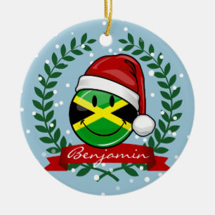 Jolly jamaikansk flaggajulstil julgransprydnad keramik
