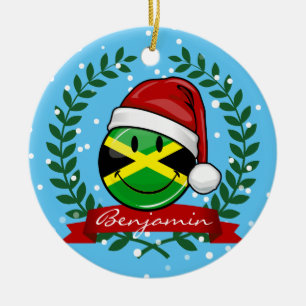 Jolly jamaikansk flaggajulstil julgransprydnad keramik