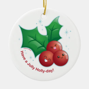 Jolly järnek julgransprydnad keramik
