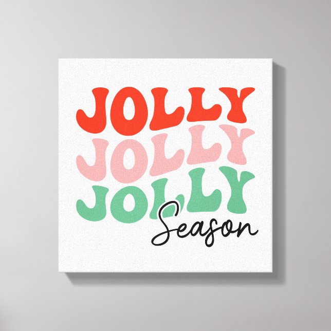 Jolly Jolly Season Retro Helgdag Typography Canvastryck (Framsida)