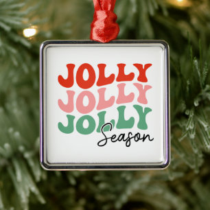 Jolly Jolly Season Retro Helgdag Typography Julgransprydnad Metall