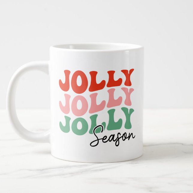 Jolly Jolly Season Retro Helgdag Typography Jumbo Mugg (Vänster)