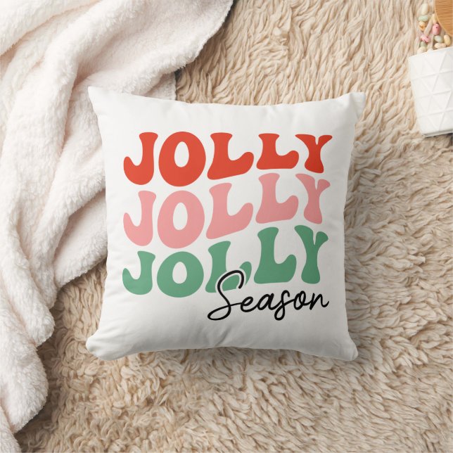 Jolly Jolly Season Retro Helgdag Typography Kudde (Filt)