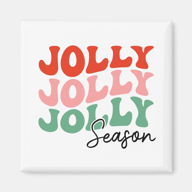 Jolly Jolly Season Retro Helgdag Typography Magnet (Framsidan)