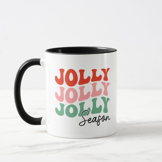 Jolly Jolly Season Retro Helgdag Typography Mugg (Vänster)