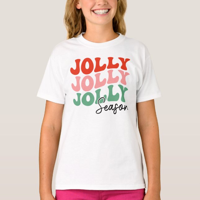 Jolly Jolly Season Retro Helgdag Typography T Shirt (Framsida)