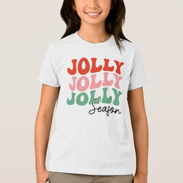 Jolly Jolly Season Retro Helgdag Typography T Shirt (Framsida)
