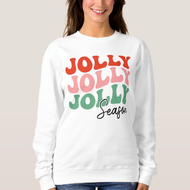 Jolly Jolly Season Retro Helgdag Typography T Shirt (Framsida)