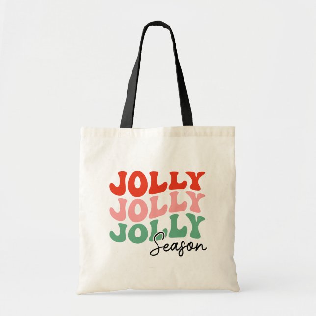 Jolly Jolly Season Retro Helgdag Typography Tygkasse (Framsidan)