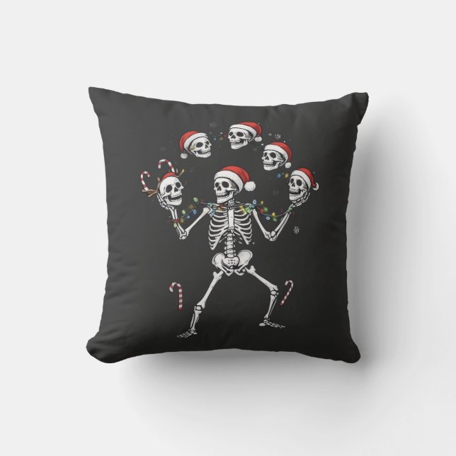 Jolly Juggling Skeleton Throw Pillow Kudde (Framsida)