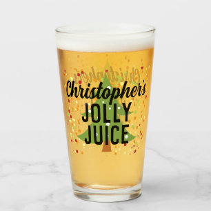 Jolly Juice Funny - Anpassat namn jul Beer Glass Glaskopp
