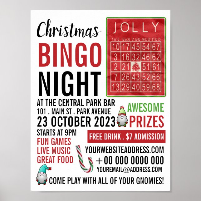 Jolly Jul, Bingo Night Advertising Poster (Framsidan)
