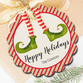 Jolly jul Elf Ben Rand Helgdag SCALLOP Gåvor Etiketter