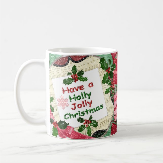 Jolly jul för järnek kaffemugg (Vänster)