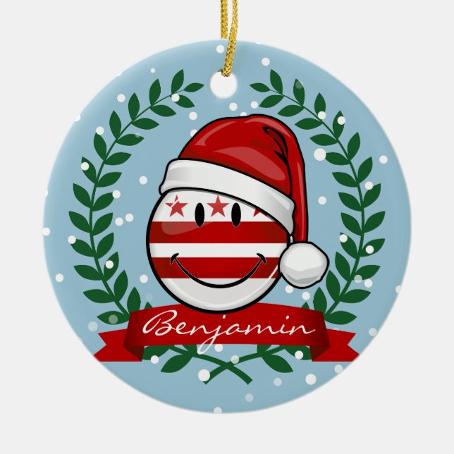 Jolly jul för Washhington DC-flagga Julgransprydnad Keramik (Framsidan)