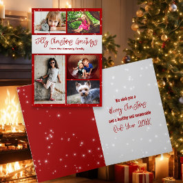 Jolly jul-gratulationskort för multifoto-familjen helgkort