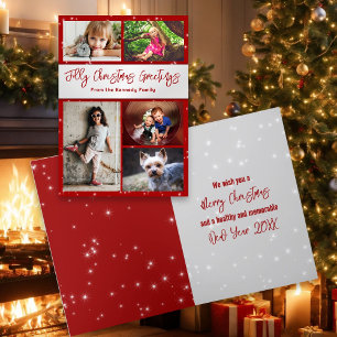 Jolly jul-gratulationskort för multifoto-familjen helgkort