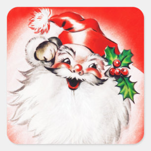 Jolly jul Greetings Fyrkantigt Klistermärke