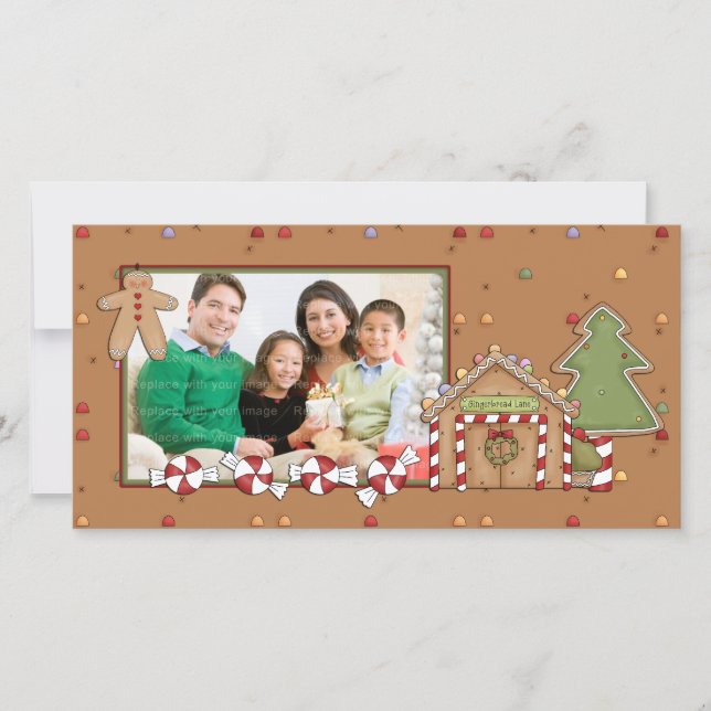 Jolly jul - pepparkakahus julkort (Framsida)